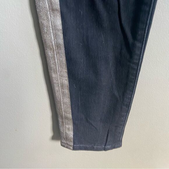 Athleta Black Metallic Gold Sculptex Skinny Jeans Size 8 - Picture 5 of 7